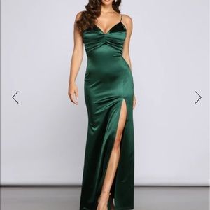 High Slit Satin Mermaid Dress